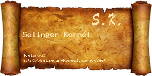 Selinger Kornél névjegykártya