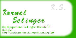 kornel selinger business card